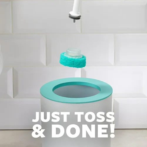 Vista 4 de Sistema de limpieza para inodoro Scotch-Brite Power Scour, limpiador de taza de inodoro con pastillas de almohadilla de fregado desechables, incluye