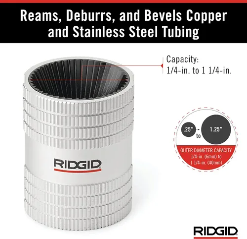 Vista 4 de RIDGID 29983 Modelo 223S 1/4" a 1-1/4" Tubería de cobre y acero inoxidable interior/exterior y escariador de tubería y Escariador de tubería