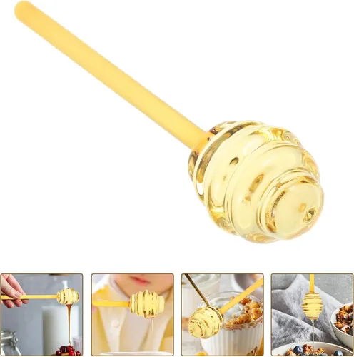 Vista 9 de Kichvoe Honey Dipper - Agitador de vidrio transparente de 5.35 pulgadas para jarabe de mermelada, té, leche, azúcar, frutas, herramienta