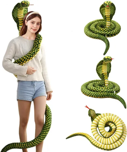 Vista 11 de ELAINREN Almohada Rellena de Cobra Marrón Ultra-Suave Gran Serpiente Realista Juguete de Peluche Cuddle Muñeca de Peluche de Pitón Realista