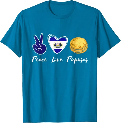 Vista 10 de Pupusas Lover Love Peace El Salvadaor Camiseta Comida Salvadoreña