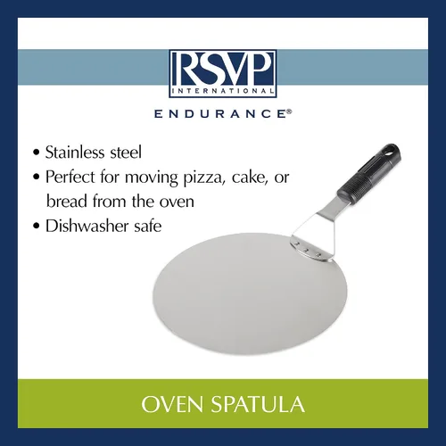 Vista 7 de RSVP International Endurance Pizza Tool Collection - Espátula para horno, acero inoxidable de 10 pulgadas de diámetro, mango en ángulo de silicona