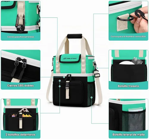Vista 3 de Maelstrom Insulated Lunch Bag, Leakproof Lunch Box with Quick Access Lid Dual-layer Compartments, Multiple Pockets, Water-resistant, Shoulder