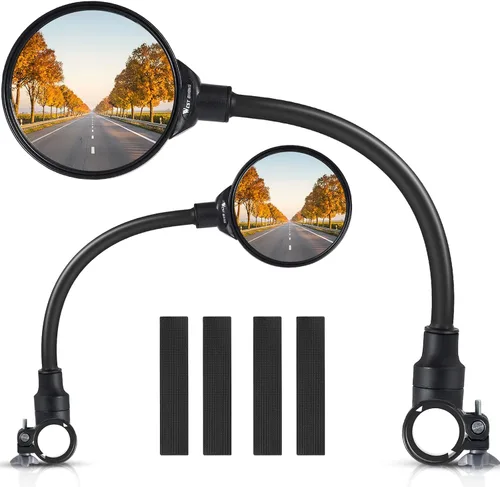 Vista 9 de West Biking Espejo de bicicleta para manillar, espejo retrovisor giratorio ajustable para bicicleta, espejo de seguridad convexo acrílico de gran