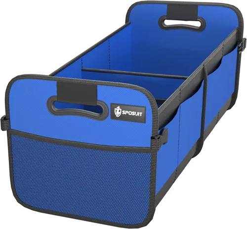 Vista 11 de Sposuit Organizador de maletero para automóvil, almacenamiento plegable de 70 litros con 11 bolsillos y asas reforzadas, organizadores de maletero