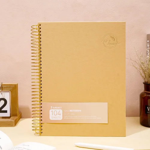 Vista 8 de Cuaderno de espiral grande de 8.5 x 11 con 3 divisiones, cuaderno de espiral de tapa dura para tomar notas, 120 hojas, cuaderno cuadriculado