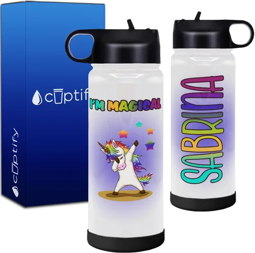Vista 14 de Cuptify Botella de agua personalizada de unicornio con tapa y funda protectora de silicona, regalo personalizado para niñas que creen en la magia