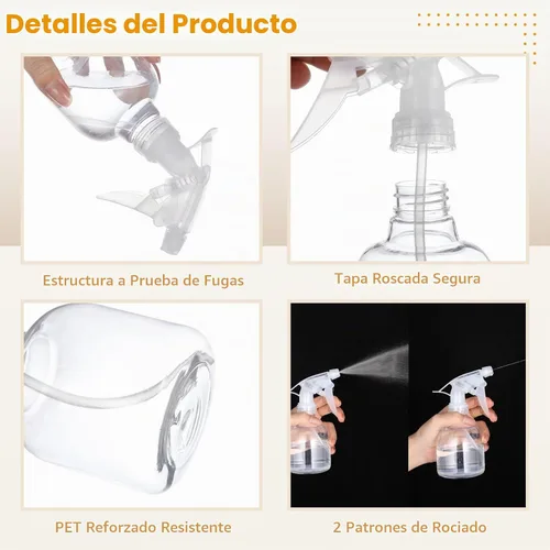 Vista 4 de 24 botellas de spray recargables, pequeñas botellas de plástico de 8 onzas con boquillas ajustables para jardinería, cuidado del cabello, limpieza