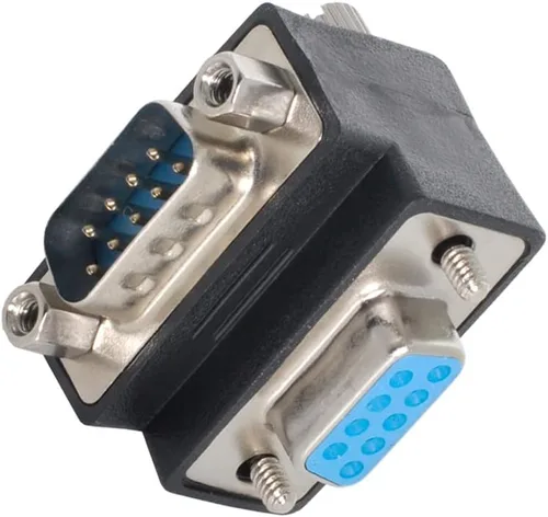 Vista 7 de cablecc 90 grados hacia abajo DB9P macho a hembra D-Sub RS232 9Pin adaptador de extensión