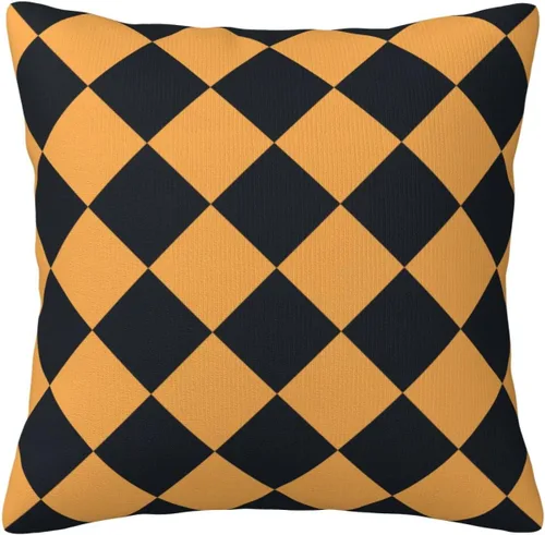 Vista 28 de Aspen - Fundas de almohada doradas y azul princesa a cuadros retro para sofá, fundas de cojín decorativas para decoración del hogar, habitación