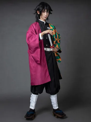 Vista 3 de Cosfun Giyuu Cosplay Kimono para hombre solo capa o uniforme jacquard ver
