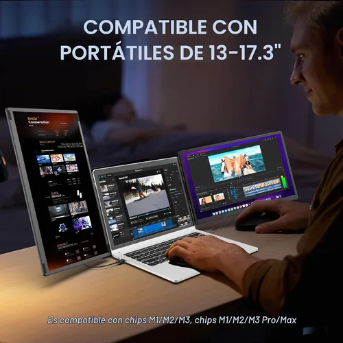 Vista 8 de Extensor de pantalla para laptop de 15.6", extensor de monitor de portátil Negro medianoche