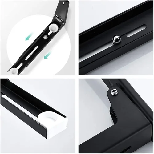 Vista 6 de Soporte de Pared Plegable y Retráctil de Acero Inoxidable 304 para Microondas, Soporte de Pared Plegable para Horno de Microondas para Accesorios