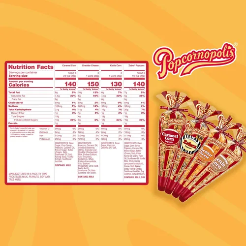 Vista 2 de Popcornopolis Palomitas de maíz gourmet, surtido de 40 piezas variedad de aperitivos dulces y salados, sin OMG, sin gluten