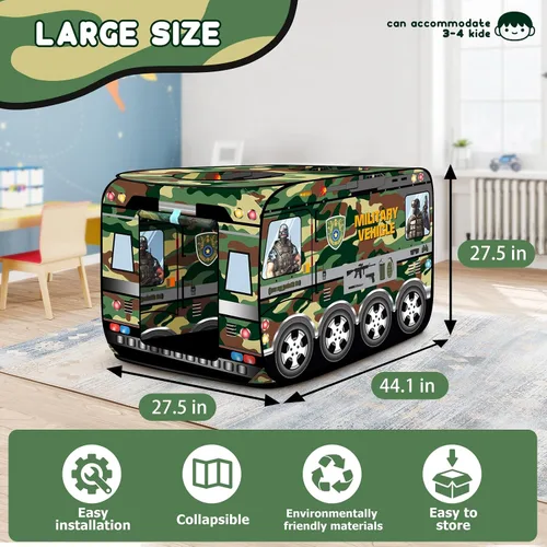 Vista 5 de Tienda de campaña desplegable para niños - Casa de juegos plegable para interiores y exteriores, juguetes en forma de vehículo para niños pequeños