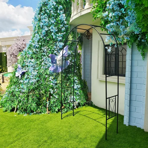 Vista 2 de Pérgola de hierro práctico, arco de árbol de jardín, arco de enrejado de metal para plantas trepadoras, vides de uva de rosas, decoración de pérgola