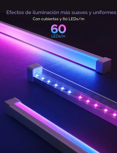 Vista 2 de Govee RGBIC - Tira de luces LED de 9.8 pies con cubiertas, luces LED inteligentes que funcionan con Alexa y Google Assistant, canal difusor