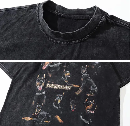 Vista 6 de Aelfric Eden Camisetas gráficas Doberman Washed Camiseta VintageLoose Harajuku Summer Tops