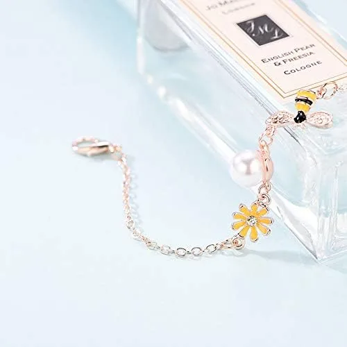 Vista 5 de Eiffy Pulseras de girasol de abejorro de miel amarilla con circonita cúbica para mujer, palmeras de coco, sandía, joyería