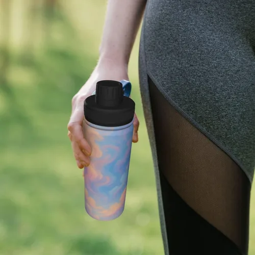 Vista 7 de Colorful Clouds Printed Insulated Water Bottle, 18oz Stainless Steel Funny Travel Mug, Leakproof Hot & Cold for Sports, Gym, Hiking