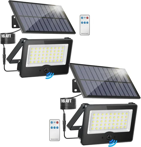 Vista 10 de Paquete de 8 luces LED solares de pared para exteriores, luces de seguridad con sensor de movimiento de 20 W con 3 modos de iluminación, luz