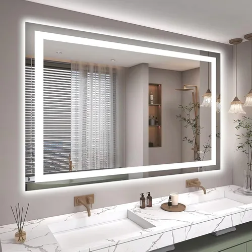 Vista 25 de Hivone - Espejo de baño LED de 24x30 pulgadas con luces, función antivaho, regulable, retroiluminado + iluminación frontal, espejo de tocador