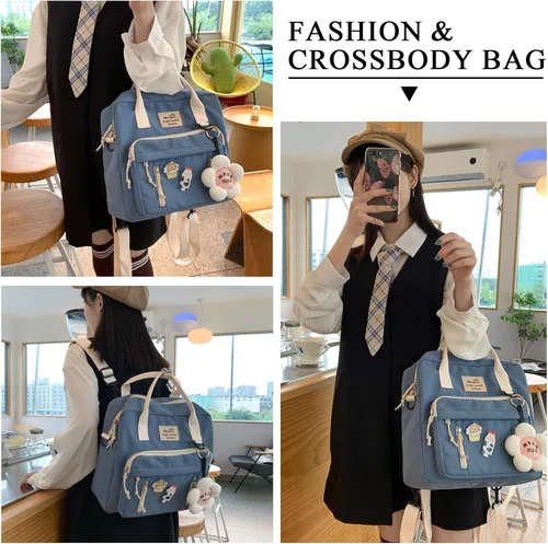 Vista 2 de Extolove Linda bolsa de mensajero, mochila kawaii, bolsa cruzada japonesa bolsa estética bolsa Ita bolsa con accesorios Kawaii