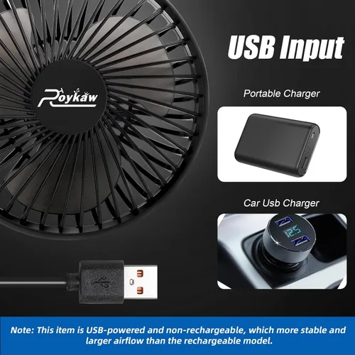 Vista 3 de Roykaw Ventilador portátil de carrito de golf alimentado por USB compatible con los modelos EZGO Club Car Yamaha con tubo cuadrado, ajuste de 3