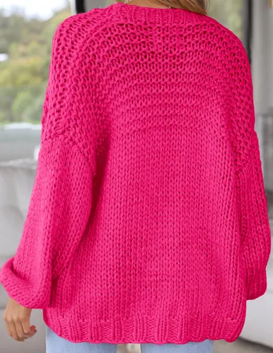 Vista 4 de Cárdigan de punto suave con bolsillos para mujer, manga larga, casual, de punto, frente abierto, suéteres ligeros