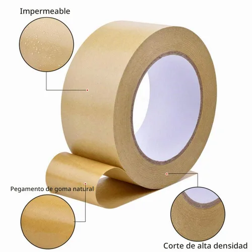Vista 2 de Rollos de Cinta Autoadhesiva para Respaldo de Marco de Imagen Kraft Marrón 2'' de Ancho x 55 Yardas