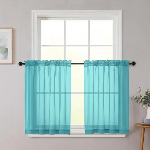 Vista 50 de 2 paneles de cortinas traslúcidas blancas para dormitorio, sala de estar, 96 pulgadas de largo, modernas, suaves, ligeras, con bolsillo para barra