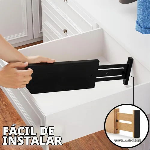 Vista 6 de SpaceAid - Separadores de cajones de bambú para cómoda de 6 piezas, organizadores de cajones ajustables de 4.65" de alto, 12.5"-17" de ancho