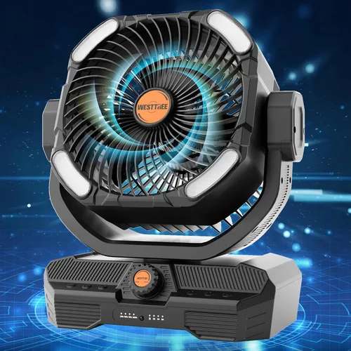 Vista 2 de WESTTREE - Ventilador de 45000 mAh, potente flujo de aire, funciona con pilas, ventilador de exterior para dormitorio, silencioso y oscilante