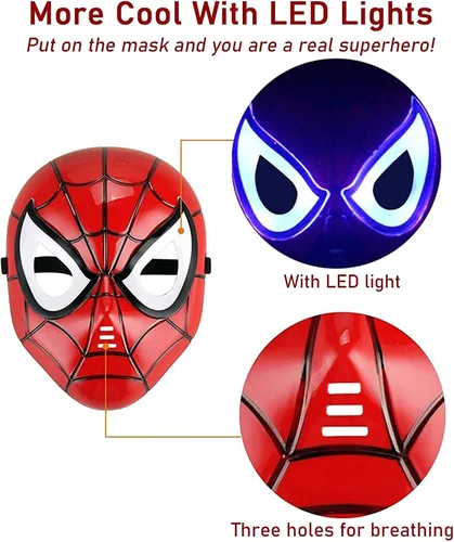 Vista 3 de Superhero ToysSuperhero Costume with LED Masks Capes Superhero Cosplay Set Party Dress up for Kids Boys 4 5 6 7 8 Year Old