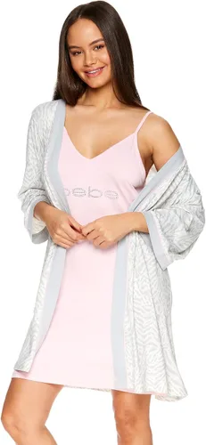 Vista 6 de bebe Conjunto de pijama de camisón y bata corta para mujer, pijamas a juego para mujer