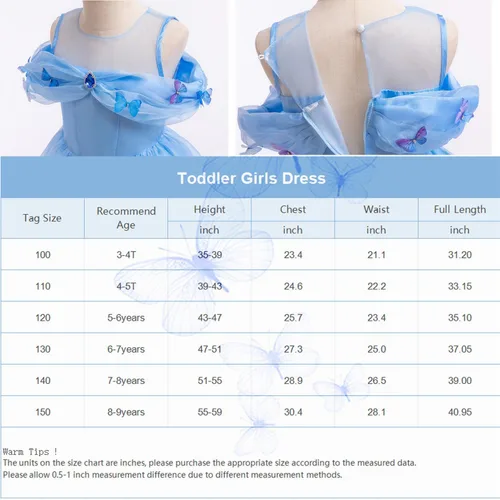 Vista 6 de QWFWBSM Disfraz de princesa Cenicienta para niñas, vestido de cosplay para carnaval, disfraz de fiesta de Halloween
