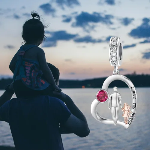 Vista 149 de PROESS Dije para padre, madre e hija, pulsera de plata de ley para pulseras, regalos de cumpleaños, día de San Valentín, para hija, madre, amante