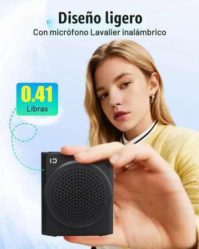 Vista 6 de SHIDU Amplificador de voz portátil de 18 W para profesores, amplificador de voz con micrófono de solapa inalámbrico, micrófono Bluetooth y altavoz