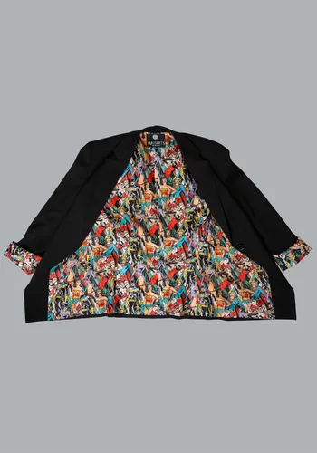 Vista 3 de DC Comics - Blazer de un botón para mujer con estampado vintage