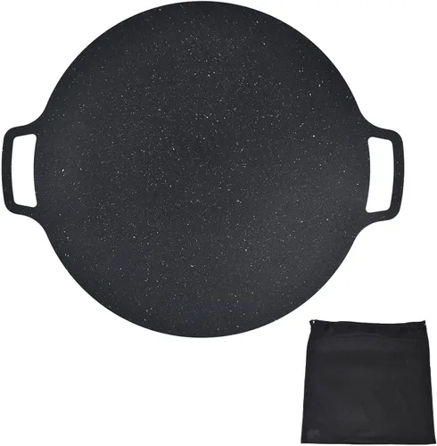 Vista 7 de Sartén para barbacoa, sartén coreana para barbacoa, bandeja redonda antiadherente de hierro fundido para panqueques de cerdo al aire libre (14.2 in)
