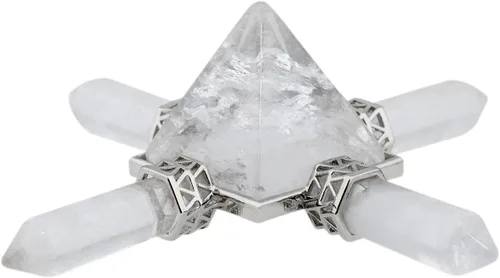 Vista 7 de Rockcloud - Pirámide generadora de energía elaborada de piedras y cristales con propiedades curativas para Reiki Negro