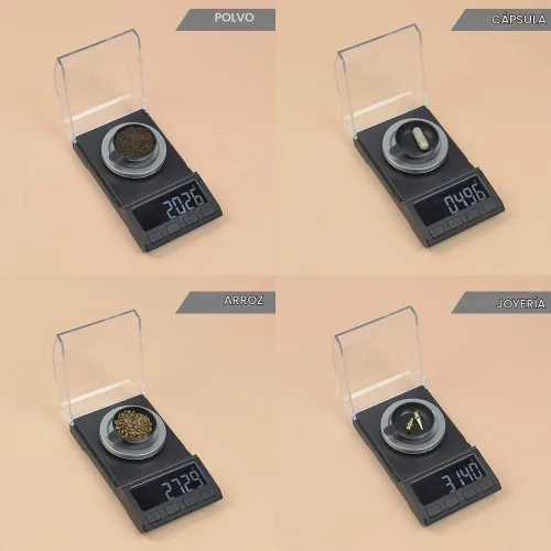Vista 4 de Báscula miligráfica con suministro USB, báscula de recarga NEWACALOX de 100 x 0.00 oz, báscula de polvo de laboratorio multifunción portátil de alta