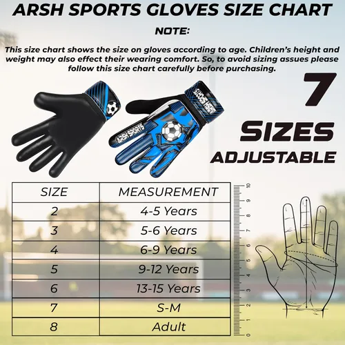 Vista 5 de Guantes de portero de fútbol para niños, guantes de portero para jóvenes niños y niñas con palma de látex de 4MM, antideslizantes, protección doble