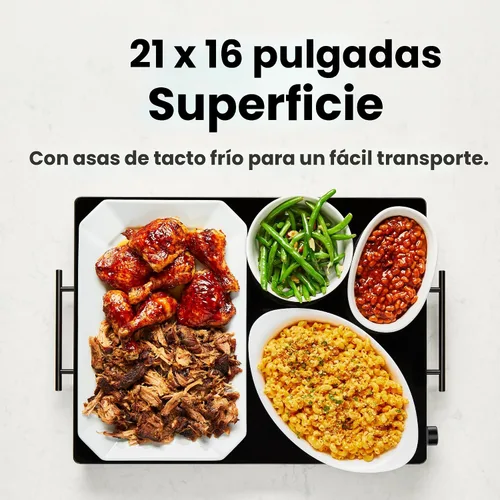 Vista 3 de Chefman Bandeja de calentamiento eléctrica con control de temperatura ajustable, perfecta para bufés, restaurantes, fiestas, eventos y cenas