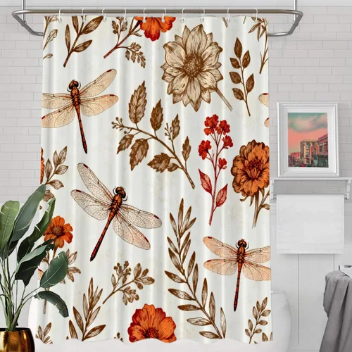 Vista 66 de Batmerry Maritime Nautical Hookless Shower Curtain with Snap in Liner Set, Anchors Ship Wheel Bath Curtain Magnetic Hem Quick-Drying Waterproof