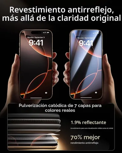 Vista 6 de ESR - Protector de pantalla para iPhone 16 Pro Max, paquete de 3 unidades, Armorite Pro Accessory Glass by Corning™, 10X Impact Absorption