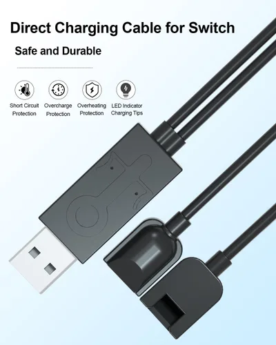 Vista 2 de SYACHI Joycon Charger Cable for Switch, Portable Joycon USB Charger Cable Short for Nintendo Switch Controller Charger with LED Indicator Replaces