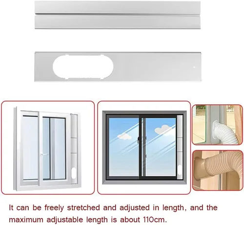 Vista 6 de Ventilación deslizante de ventana de CA, aire acondicionado móvil universal, placa de sellado ajustable, deflector, unidad de A/C, manguera