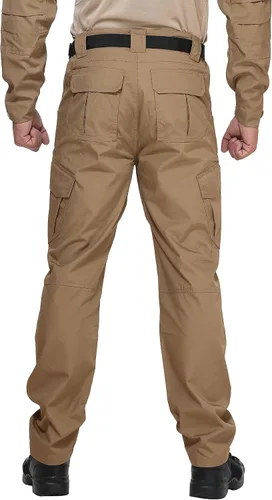 Vista 3 de URBEST Pantalones tácticos Ripstop para hombre, pantalones cargo resistentes al agua, pantalones de trabajo ligeros para senderismo al aire libre