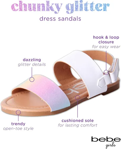 Vista 2 de bebe Sandalias para Niñas - Sandalias para Niñas Grandes y Niñas Pequenas con Correas de Cuero Duradero y Lentejuelas, Zapatos de Vestir de Verano